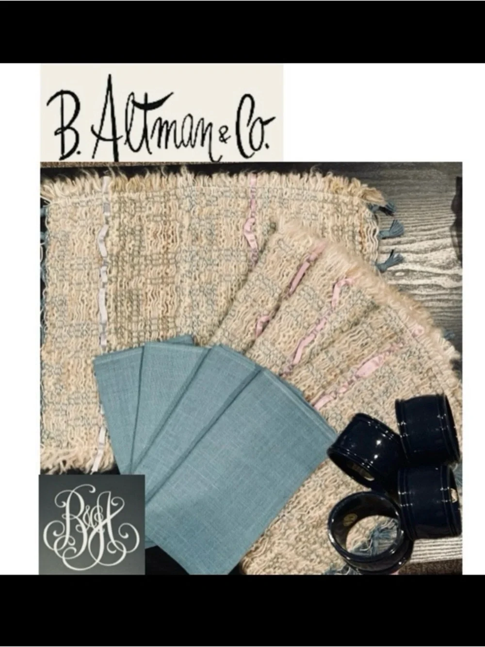 NWT Made for B Altman Fifth Avenue New York Placements, Napkins, Napkin Rings,